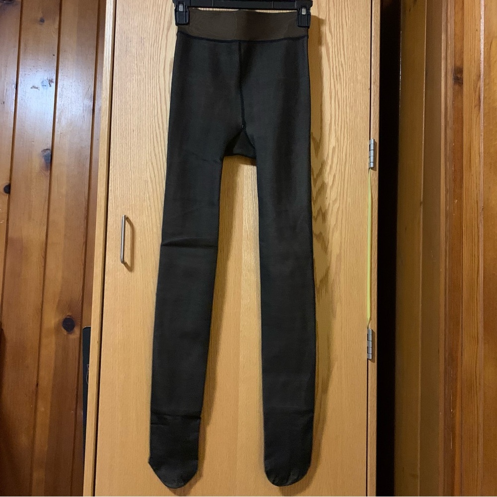 Black tight, leggings, medium size, thick but fake see though